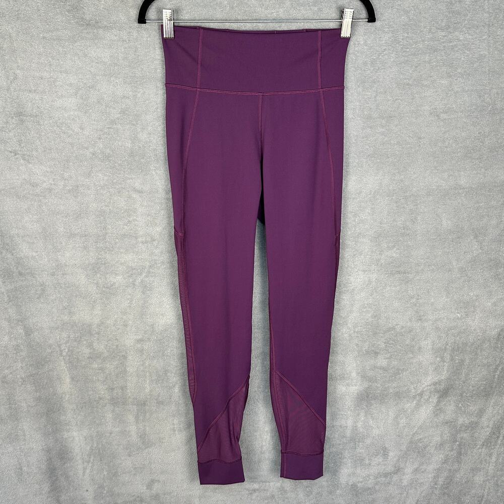 Lululemon Pants Womens 8 Purple Leggings High Rise Sheer Mesh Panels Gym Joggers